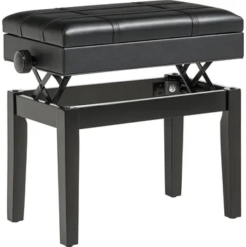 Taburet HOMCOM Klavírní lavice se skrytým úložným prostorem, taburet, výškově nastavitelná, imitace kůže, černá barva