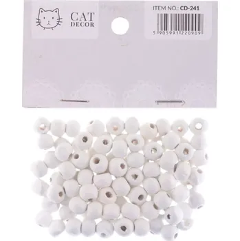 Dětské navlékací korálky Korálky 8mm, 109ks dřevěné, WHITE
