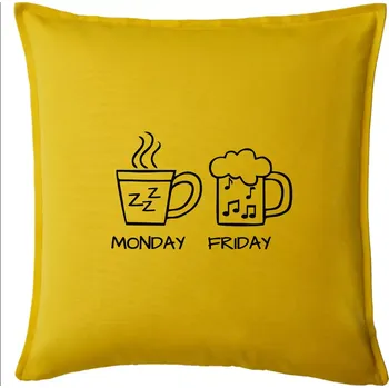 Polštář Monday - Friday - Coffee Beer - Polštář 50x50 - 50x50 - Pouze potah ( Žlutá )