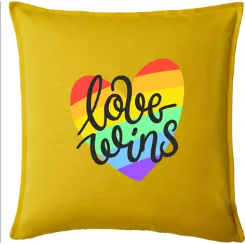 Polštář Love wins srdce - Polštář 50x50 - 50x50 - Pouze potah ( Žlutá )