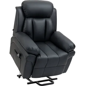 Křeslo Lehátko HOMCOM se stojánkem, včetně opěrky nohou a hlavy, 1 dálkové ovládání, černé