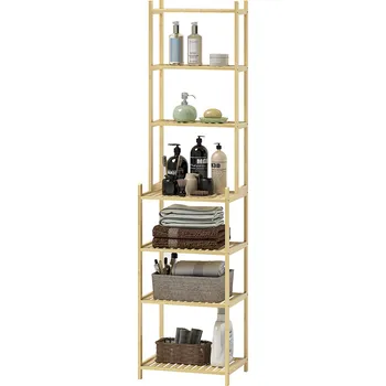 Koupelnový nábytek HOMCOM Koupelnová polička se 7 úrovněmi, koupelnová polička z bambusu, voděodolná, robustní, 180 cm