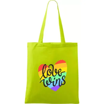 Love wins srdce - Taška bavlněná - 42 x 38 cm ( Limetková )
