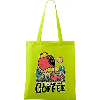 Mountain and Coffee - Taška bavlněná - 42 x 38 cm ( Limetková )
