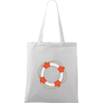 Záchranný kruh - Taška bavlněná - 42 x 38 cm ( Bílá )