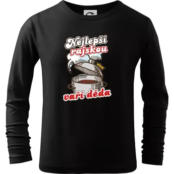Chlapecké tričko Nejlepší rajskou vaří děda - Triko dětské Long Sleeve - 122 cm/6 let ( Černá )