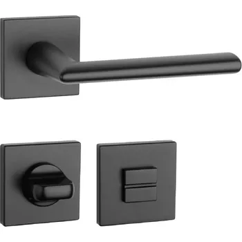 Dveřní kování AT - PRIMULA - HR 7S rozety WC, klika/klika BS - Černá matná