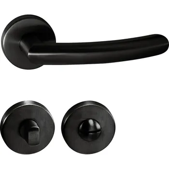 Dveřní kování TI - NERO - R 2233 klika/klika, rozety WC BS - Černá matná (153)