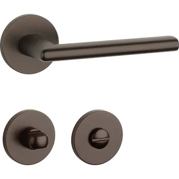 Dveřní kování AT - KALMIA - R 7S klika/klika, rozety WC HNM - Hnědá matná