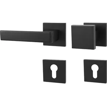 Dveřní kování MPK - HIT - HR SQ6 rozety PZ, madlo/klika levá BS - Černá matná