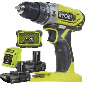 Aku vrtačka Ryobi 18V 2x1,5Ah Nabíječka + 32dílná sada bitů