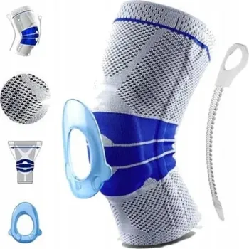 Kolenní bandáž stabilizační s gelovou výztuží, prodyšná, bezešvá, velikost XL, šedá