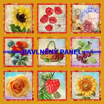 Panel bavlna - sada motivů-133-82 KVĚTINY, BYLINKY