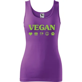 DOBRÝ TRIKO Dámské tílko s potiskem Vegan symboly Velikost: L, Barva: Fialová