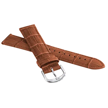 Řemínek na hodinky MINET BSIUE20 Světle hnědý prošitý řemínek CROCO - 20 mm