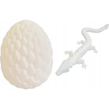 Figurka Dračí vejce s Drak - kloubová figurka jako dárek, bílá, inspirovaná GOT a HotD