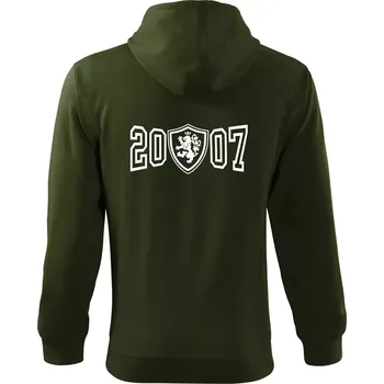 Pánská mikina Narozeninový motiv - znak - 2007 - Mikina s kapucí na zip trendy zipper - S ( Military )