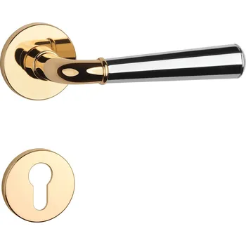 Dveřní kování ASM - MARIGOLD 2 - R 7S klika/klika, rozety PZ OLV/OC - Mosaz leštěná lakovaná / chrom lesklý