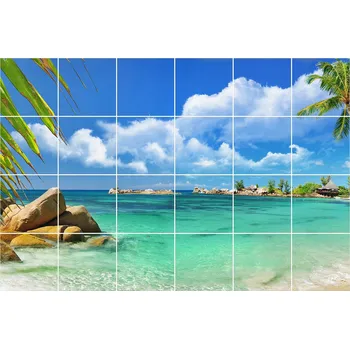 Obraz Samolepky na keramické obkládačky Tropický ráj u vody 24 ks 15 x 15 cm