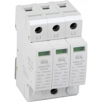 modulární přístroj a rozvaděč IDEAL KANLUX Omezovač přepětí KSPD-T1T2 275/150 3P T1+T2 B+C 36315