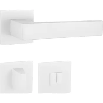 Dveřní kování TI - SQUARE - HR 4275Q 5S rozety WC, klika/klika WS - Bílá matná (152)