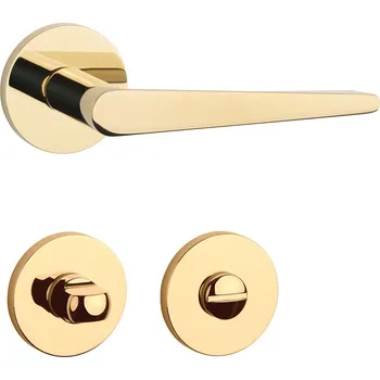 Dveřní kování AT - ARNICA - R 7S klika/klika, rozety WC OLV PVD - Mosaz leštěná lakovaná PVD