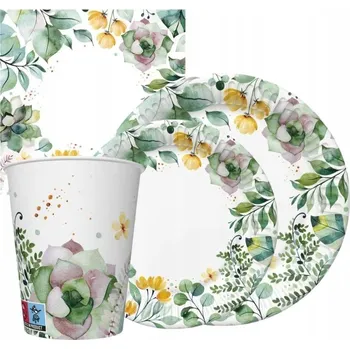 Sada nádobí Sada nádobí Rostliny Akvarel - hrnečky, talířky, ubrousky
