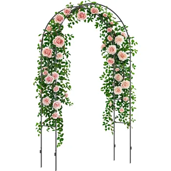Pergola Outsunny zahradní oblouk, oblouk pro růže, popínavý oblouk, kovová mříž pro růže, černá, 1,40 x 0,40 x 2,40 m