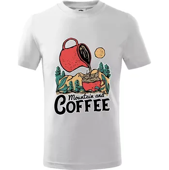 Chlapecké tričko Mountain and Coffee - Tričko dětské bavlněné - 98 cm / 2 roky ( Bílá )