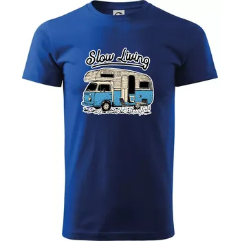 Pánské tričko Slow living obytňák - Triko extra velké (5-8XL) - 7XL ( Královská modrá )