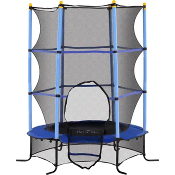 Trampolína HOMCOM Dětská trampolína HOMCOM, Ø163 cm, s ochrannou sítí, vnitřní i venkovní, nosnost do 50 kg, ocel, plast, modrá barva