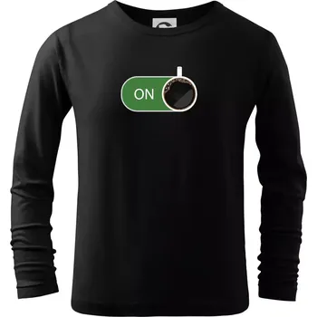 Chlapecké tričko Káva ON - Triko dětské Long Sleeve - 122 cm/6 let ( Černá )