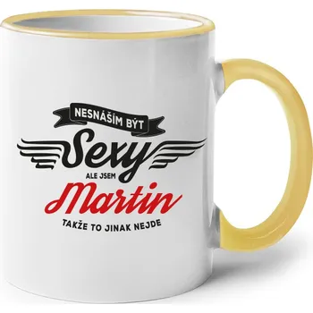 Hrnek Nesnáším být sexy, ale jsem ..., Barva Žlutá, Velikost 330 ml, Canvas Keramický hrnek s barevným uchem Bezvatriko.cz 0280