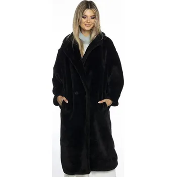Dámský kabát Dámský černý plyšový oversize kabát Ann Gissy, odstíny černé L (40) i392_22989-49