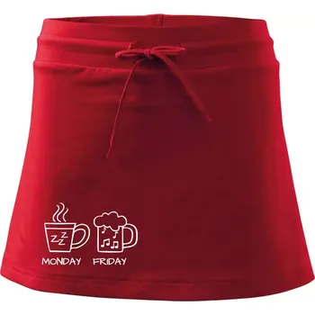 Dámská sukně Monday - Friday - Coffee Beer - Sportovní sukně - two in one - S ( Červená )
