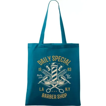 Nákupní taška Daily Special Barber Shop - Taška bavlněná - 42 x 38 cm ( Petrolejová )