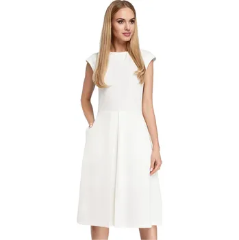 Dámské šaty Dámské šaty ecri krémová- rovný střih- kulatý výstřih, ecri(krémová) XL-42 i10_P49098_1:201_2:498_