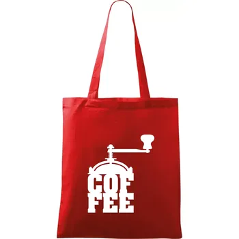 Nákupní taška Coffee mlýnek - Taška bavlněná - 42 x 38 cm ( Červená )