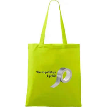 Vse co potřebuju k práci - Lepící páska - Taška bavlněná - 42 x 38 cm ( Limetková )