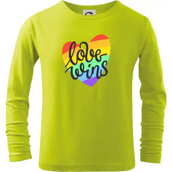 Dětská móda Love wins srdce - Triko dětské Long Sleeve - 122 cm/6 let ( Limetková )