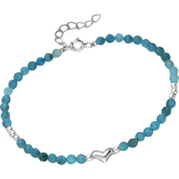 Náramek Stříbrný náramek LOVE Modrý Apatit 3mm Ag 925/1000