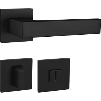 Dveřní kování TI - SQUARE - HR 4275Q 5S rozety WC, klika/klika BS - Černá matná (153)
