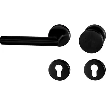 Dveřní kování TI - FAVORIT - R 2002 rozety PZ, koule/klika levá BS - Černá matná (153)