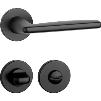 Dveřní kování AT - LUNA - R 7S klika/klika, rozety WC BS - Černá matná