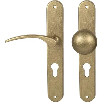 Dveřní kování MPK - LAURA PZ otvor pro vložku, 90 mm, koule/klika levá NAT - Natural mosaz nelakovaná