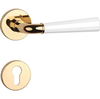 Dveřní kování ASM - MARIGOLD 2 - R 7S klika/klika, rozety PZ OLV/WS - Mosaz leštěná lakovaná / bílá matná