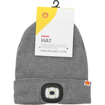 Čepice Czapka z latarką led zimowa ciepła szara Čepice s LED světlem zimní teplá šedá, čelovka na běhání a kolo