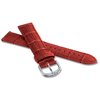 Řemínek na hodinky MINET BSIUR20 Červený prošitý řemínek CROCO - 20 mm
