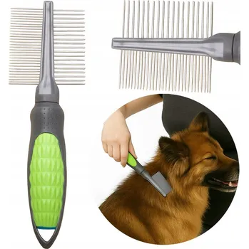 Péče o srst a drápky HUSTÝ KOVOVÝ HŘEBEN OBOUSTRANNÝ KARTÁČ ZASTŘIHOVAČ NA SRST PRO PSA