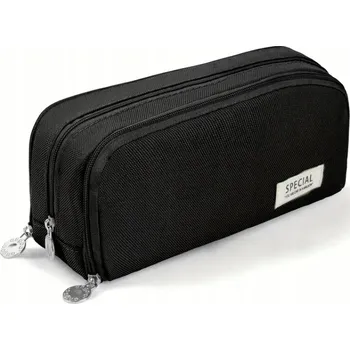 Penál Školní penál pouzdro prostorný hladký klasický černý